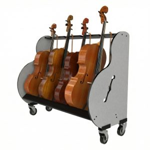 Angled view of a 4 cello cart