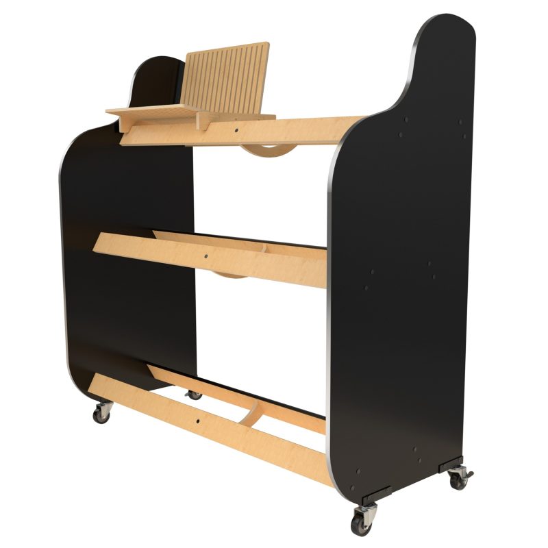 Black side panels and wood rails