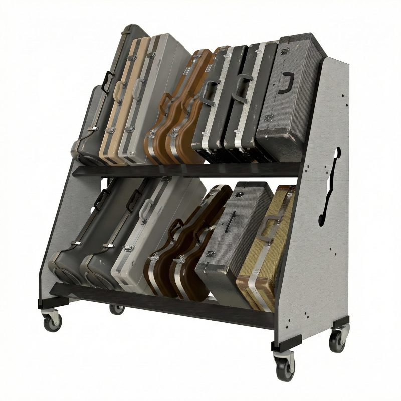Mixed Instrument Cases in a large rack