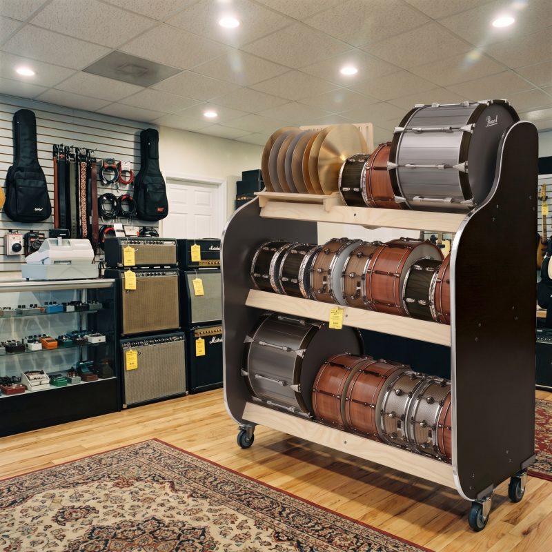 drum rack in retail music store
