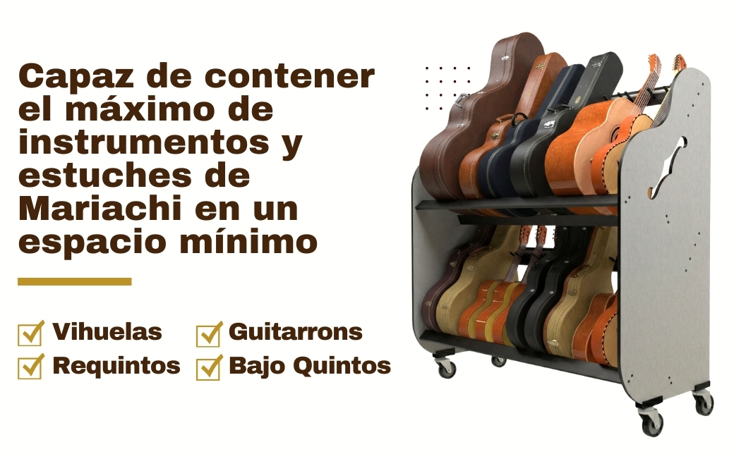 rack holding mariachi instruments